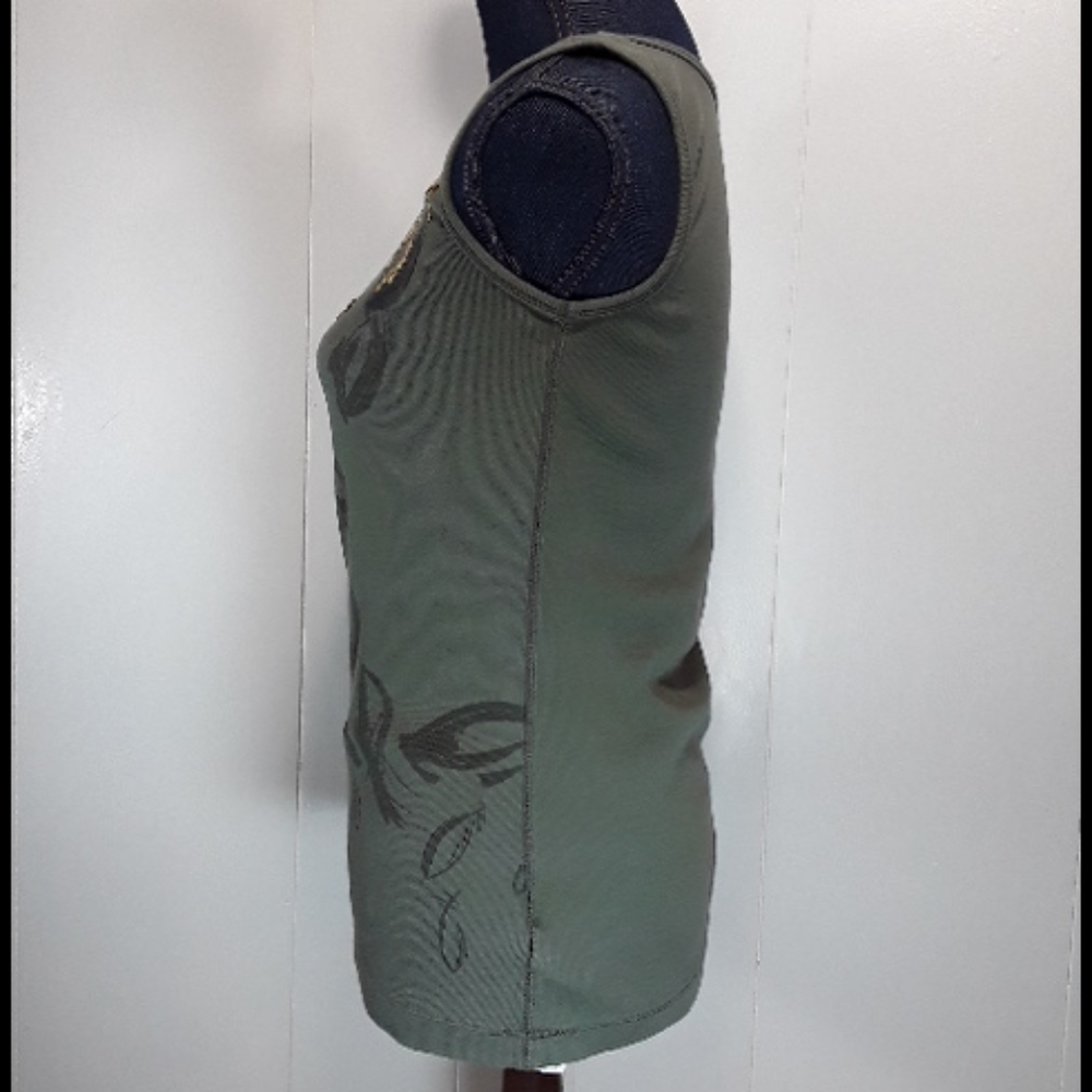 Eddie Bauer green tank top with gold embellishment medium - Picture 5 of 8